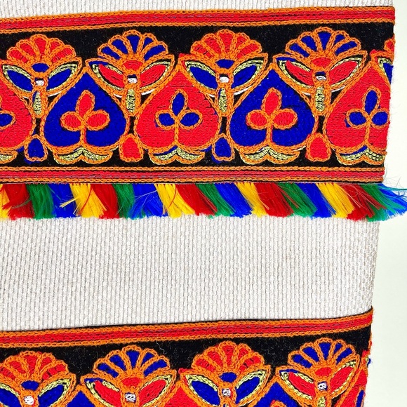 Boho Tote Bag, Extra Large Carryall, Ethnic Embroidered, New, Hippie, Red, XL - Picture 6 of 13